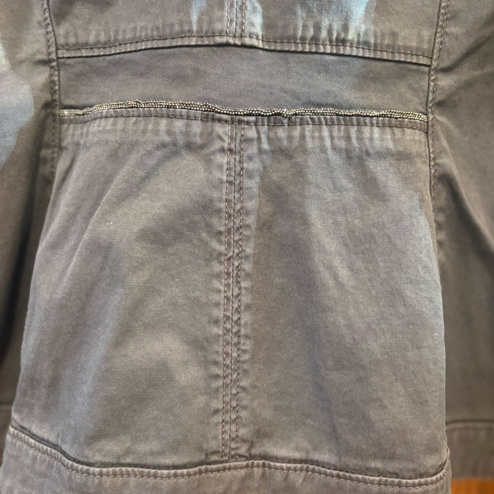 WHBM $160 Metallic Trim Utility Jacket 14 Slate Blue Stretch like new - Picture 12 of 12